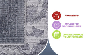 English Elm Loom and Luxe Oriental Area Rug Machine Woven Stain Resistant for Living Dining Spaces Grey B335P289448