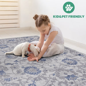 English Elm Loom and Luxe Oriental Synthetic Area Rug Stain Resistant Soft Pile for Living Spaces B335P289453