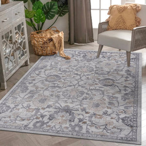 English Elm Loom and Luxe Oriental Loop Pile Area Rug Stain Resistant for Living Dining Spaces B335P289455