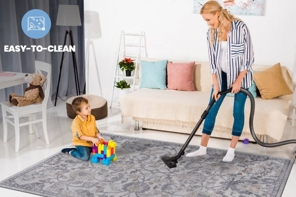 English Elm Loom and Luxe Oriental Loop Pile Area Rug Stain Resistant for Living Dining Spaces B335P289455