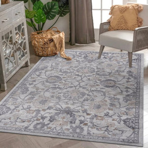 English Elm Loom and Luxe Oriental Machine Woven Stain Resistant Synthetic Loop Pile Area Rug Sand B335P289457