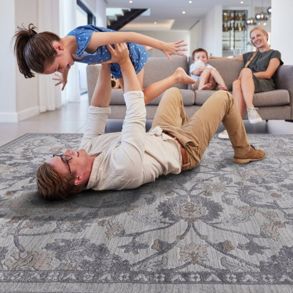 English Elm Loom and Luxe Oriental Machine Woven Stain Resistant Synthetic Loop Pile Area Rug Sand B335P289457