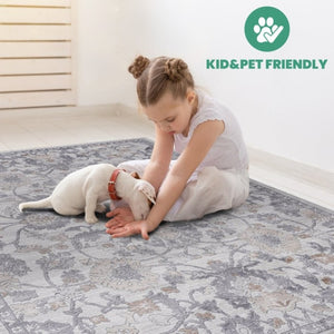English Elm Loom and Luxe Oriental Machine Woven Stain Resistant Synthetic Loop Pile Area Rug Sand B335P289457