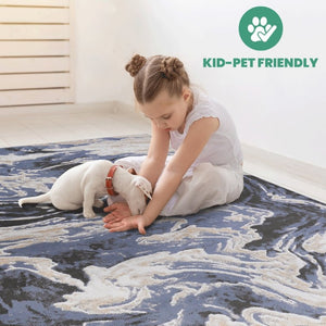 English Elm Loom and Luxe Geometric Synthetic Area Rug Stain Resistant Loop Pile for Any Room Light Blue B335P289553
