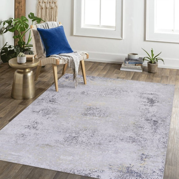 English Elm Loom and Luxe Washable Low Pile Area Rug Bohemian Style for Living Room or Bedroom Gray/Gold B335P289900