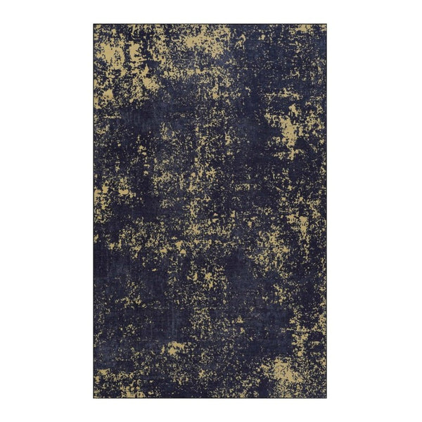 English Elm Loom and Luxe Washable Low Pile Area Rug Bohemian Style for Living Room or Bedroom Black/Gold B335P289907