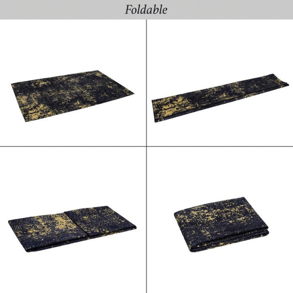 English Elm Loom and Luxe Washable Low Pile Area Rug Bohemian Style for Living Room or Bedroom Black/Gold B335P289907