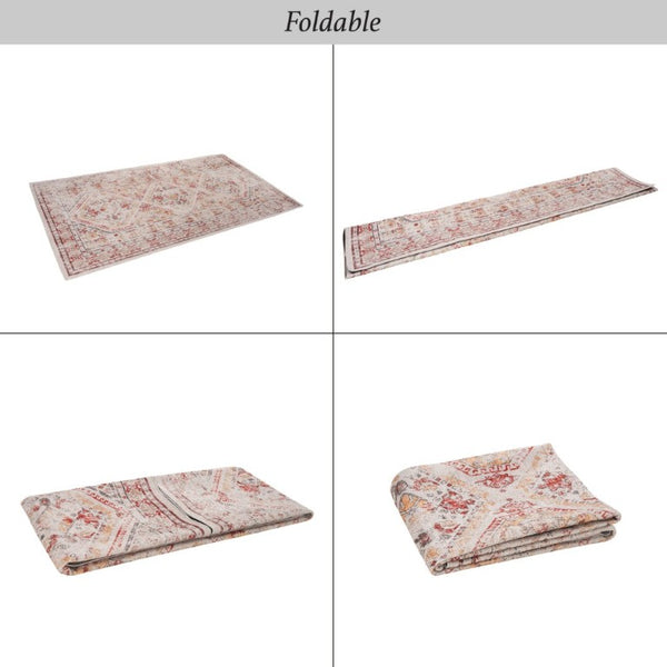 English Elm Loom and Luxe Washable Low Pile Area Rug Bohemian Style for Living Room or Bedroom Beige B335P289913