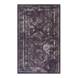 English Elm Loom and Luxe Washable Vintage Area Rug with Non-slip Backing for Any Room Burgundy/Black B335P289919