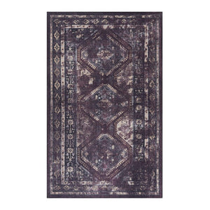 English Elm Loom and Luxe Washable Low Pile Area Rug Bohemian Style for Living Room or Bedroom Burgundy/Black B335P289920