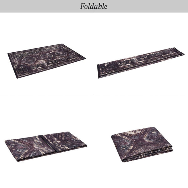 English Elm Loom and Luxe Washable Low Pile Area Rug Bohemian Style for Living Room or Bedroom Burgundy/Black B335P289920