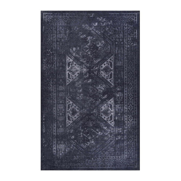 English Elm Loom and Luxe Washable Vintage Area Rug with Non-slip Backing for Any Room Black/Gray B335P289926
