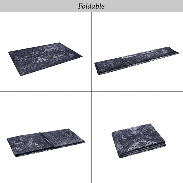 English Elm Loom and Luxe Washable Vintage Area Rug with Non-slip Backing for Any Room Black/Gray B335P289926
