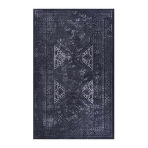 English Elm Loom and Luxe Geometric Low Pile Area Rug Machine Washable for Living Rooms Black/Gray B335P289928