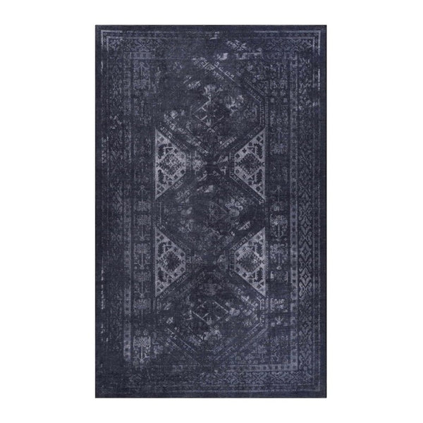 English Elm Loom and Luxe Geometric Low Pile Area Rug Machine Washable for Living Rooms Black/Gray B335P289928