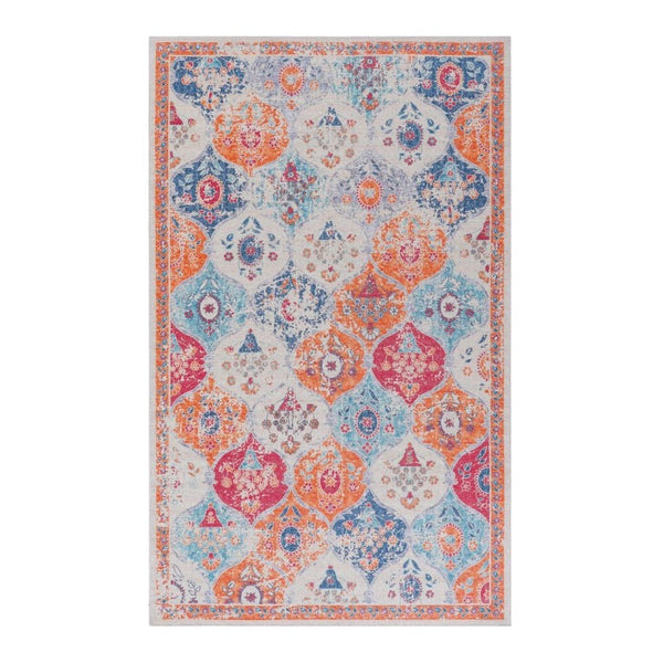 English Elm Loom and Luxe Washable Low Pile Area Rug Bohemian Style for Living Room or Bedroom Cream B335P289933