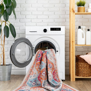 English Elm Loom and Luxe Washable Low Pile Area Rug Bohemian Style for Living Room or Bedroom Cream B335P289933