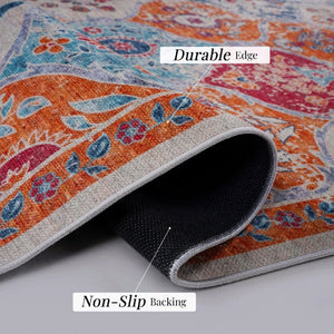 English Elm Loom and Luxe Washable Low Pile Area Rug Bohemian Style for Living Room or Bedroom Cream B335P289933