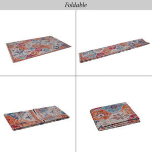 English Elm Loom and Luxe Washable Low Pile Area Rug Bohemian Style for Living Room or Bedroom Cream B335P289933