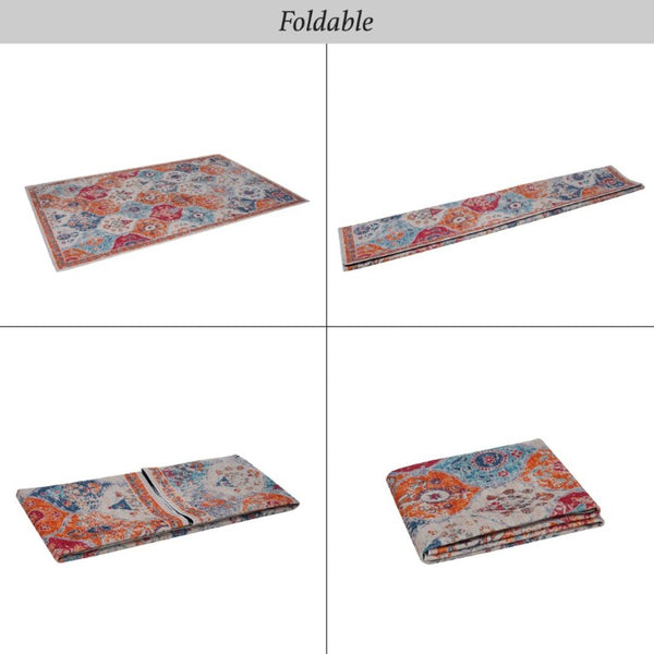 English Elm Loom and Luxe Washable Low Pile Area Rug Bohemian Style for Living Room or Bedroom Cream B335P289933