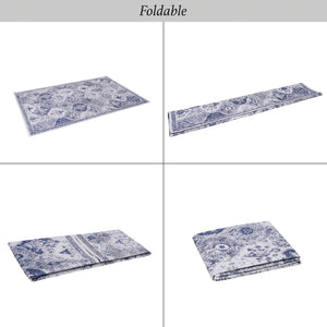English Elm Loom and Luxe Washable Vintage Area Rug with Non-slip Backing for Any Room Blue B335P289939