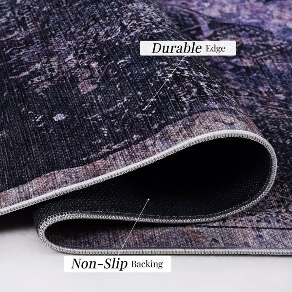 English Elm Loom and Luxe Medallion Area Rug Stain Resistant Synthetic Pile for Living Rooms Anthracite 9' x 12' B335P289963