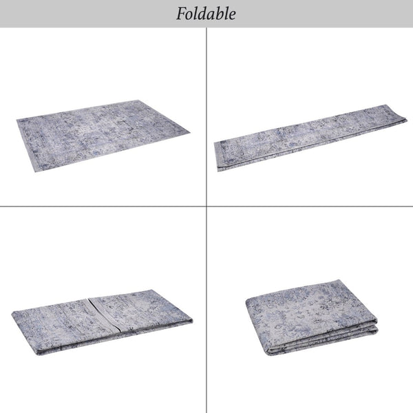 English Elm Loom and Luxe Washable Vintage Area Rug with Non-slip Backing for Any Room Blue/Cream B335P289967