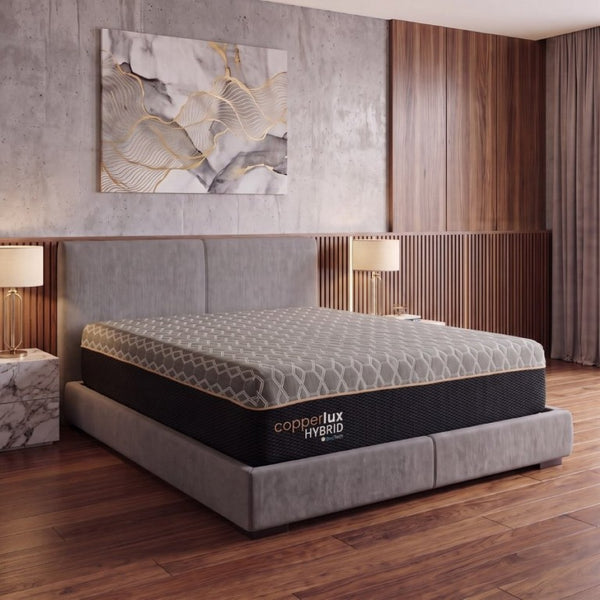 English Elm Copper Infused Hybrid Queen Mattress with Pocketed Coils Pressure Relief Cooling Foam B337P292902