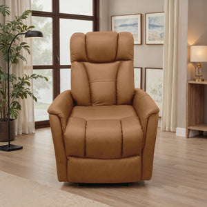 English Elm Swivel Glider Recliner Top Grain Leather Adjustable Headrest Living Room Lounge Chair Antelope B339P323101