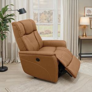 English Elm Swivel Glider Recliner Top Grain Leather Adjustable Headrest Living Room Lounge Chair Antelope B339P323101