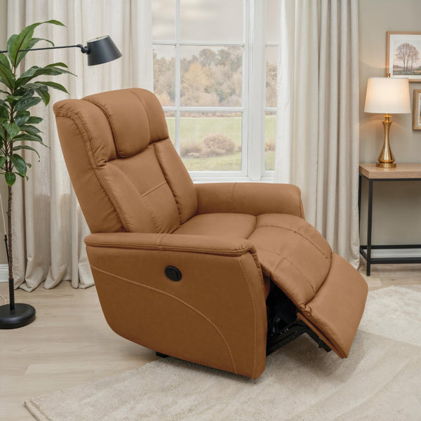 English Elm Swivel Glider Recliner Top Grain Leather Adjustable Headrest Living Room Lounge Chair Antelope B339P323101
