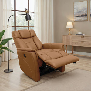 English Elm Swivel Glider Recliner Top Grain Leather Adjustable Headrest Living Room Lounge Chair Antelope B339P323101