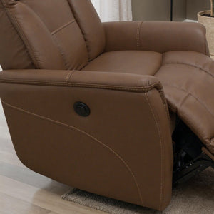English Elm Swivel Glider Recliner Top Grain Leather Adjustable Headrest Living Room Lounge Chair Pecan B339P323102