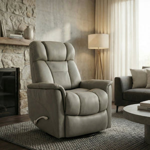 English Elm Swivel Glider Recliner Top Grain Leather Adjustable Headrest Living Room Lounge Chair B339P323108