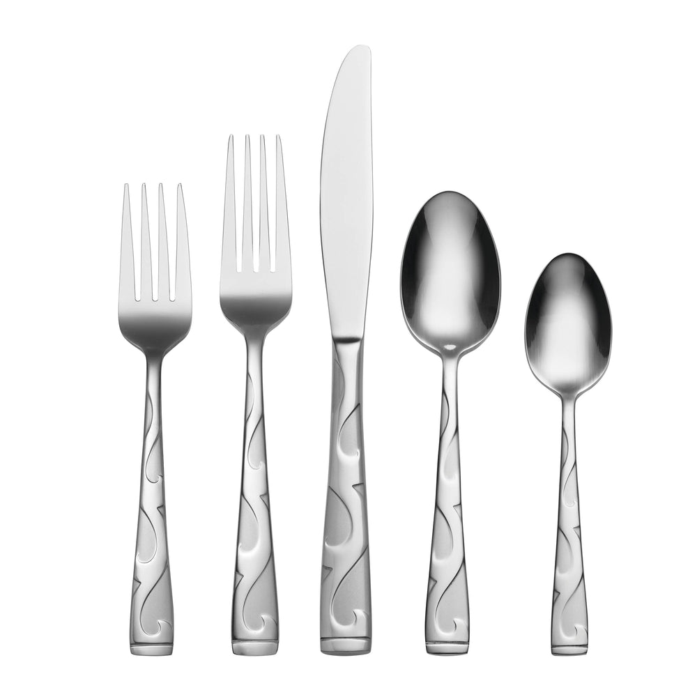 Lenox Tuscany 20 Piece Stainless Flatware Set with Embossed Scroll Handles for Four B340020K
