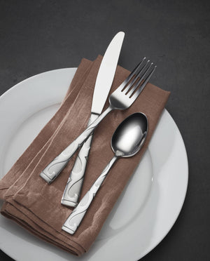 Lenox Tuscany 20 Piece Stainless Flatware Set with Embossed Scroll Handles for Four B340020K