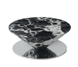 English Elm Marble Patterned Square Coffee Table Stone Look Surface for Modern Living Rooms B341P383777
