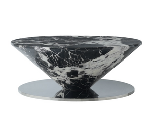 English Elm Marble Patterned Square Coffee Table Stone Look Surface for Modern Living Rooms B341P383777
