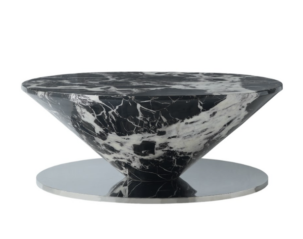 English Elm Marble Patterned Square Coffee Table Stone Look Surface for Modern Living Rooms B341P383777
