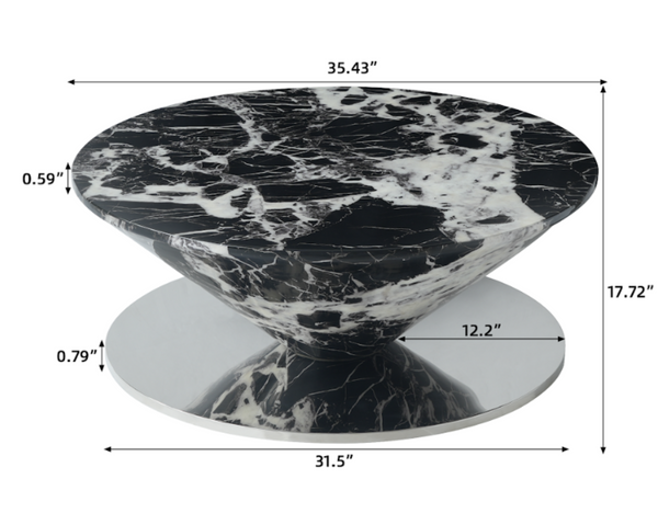 English Elm Marble Patterned Square Coffee Table Stone Look Surface for Modern Living Rooms B341P383777