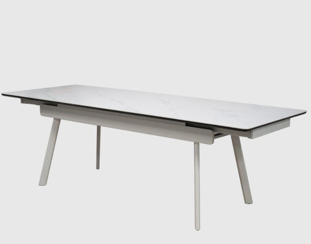 English Elm Extendable Sintered Stone Dining Table with Stainless Legs for Modern Interiors B341P391006
