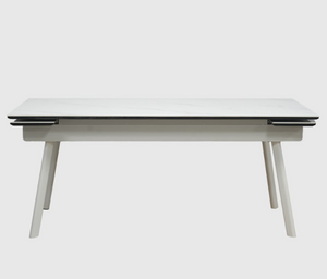 English Elm Extendable Sintered Stone Dining Table with Stainless Legs for Modern Interiors B341P391006