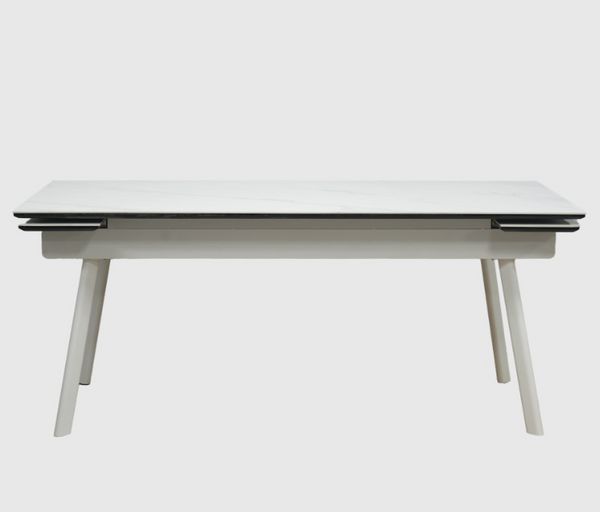 English Elm Extendable Sintered Stone Dining Table with Stainless Legs for Modern Interiors B341P391006