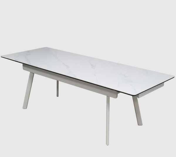 English Elm Extendable Sintered Stone Dining Table with Stainless Legs for Modern Interiors B341P391006