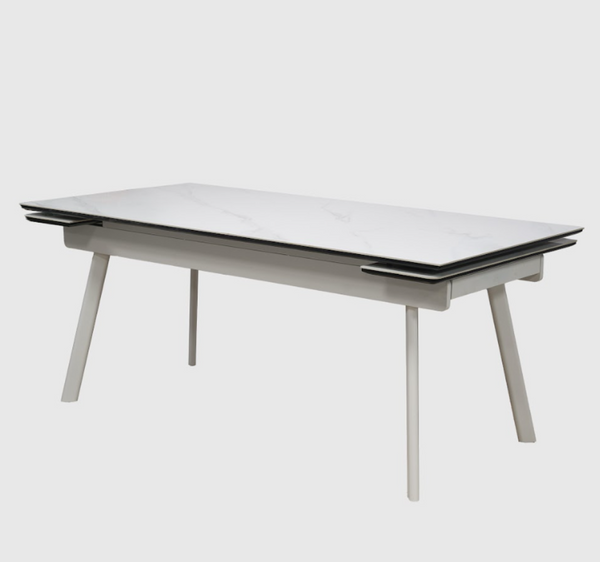 English Elm Extendable Sintered Stone Dining Table with Stainless Legs for Modern Interiors B341P391006