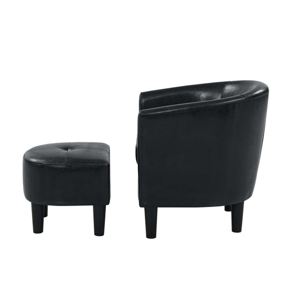English Elm Pu Leather Barrel Accent Chair with Matching Ottoman for Living Room or Reading Nook B343P317238