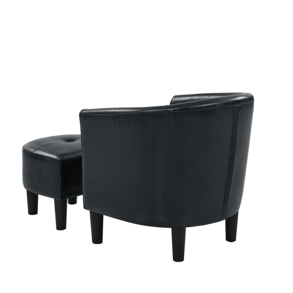 English Elm Pu Leather Barrel Accent Chair with Matching Ottoman for Living Room or Reading Nook B343P317238