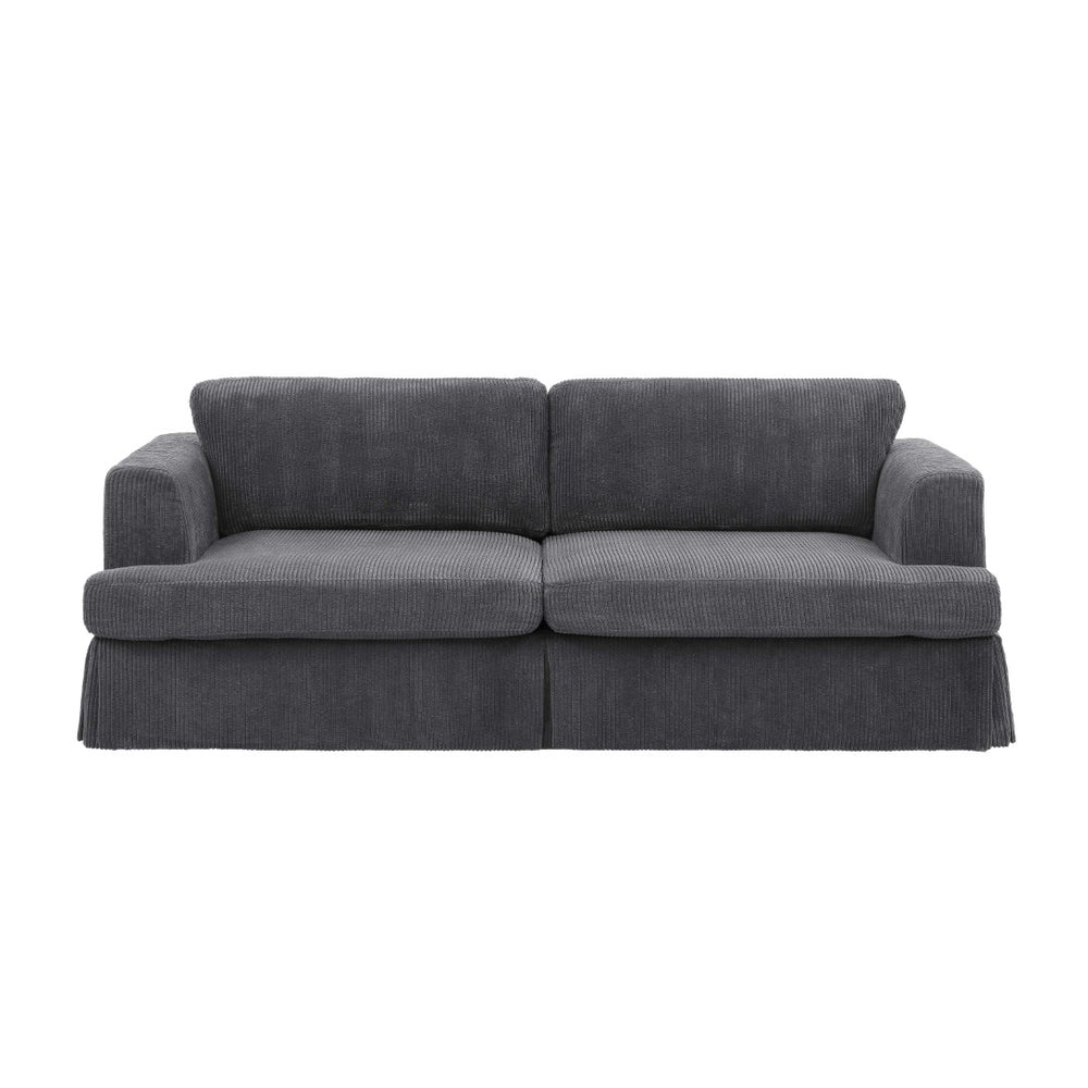 English Elm Modern Corduroy Upholstered Sofa with Tailored Skirt for Contemporary Living Rooms B343P320250