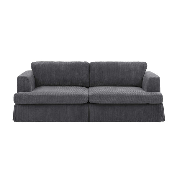 English Elm Modern Corduroy Upholstered Sofa with Tailored Skirt for Contemporary Living Rooms B343P320250