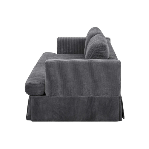English Elm Modern Corduroy Upholstered Sofa with Tailored Skirt for Contemporary Living Rooms B343P320250